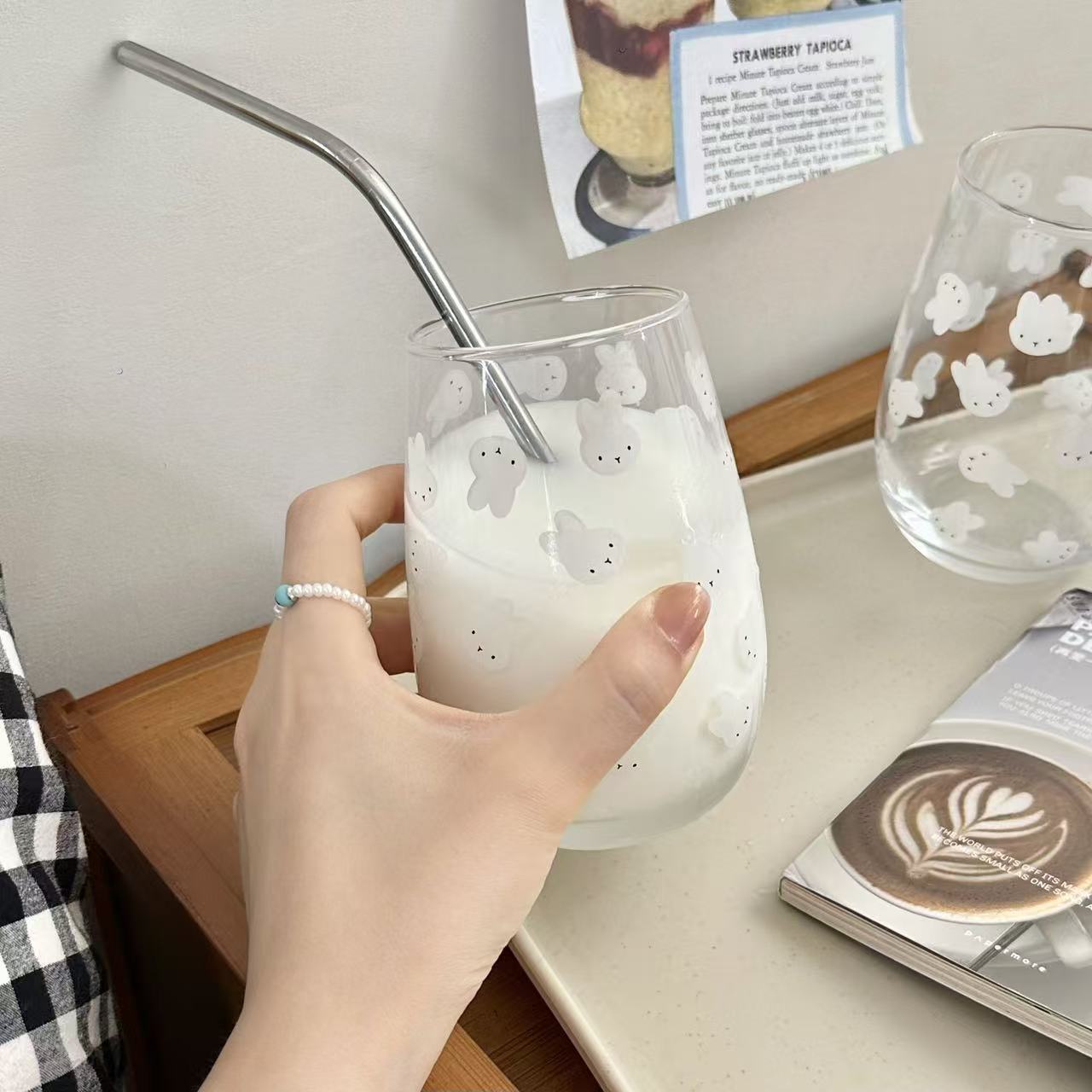 Cute Miffy Rabbit Printed Glas - đánh giá và giá Coffee Tea With Milk