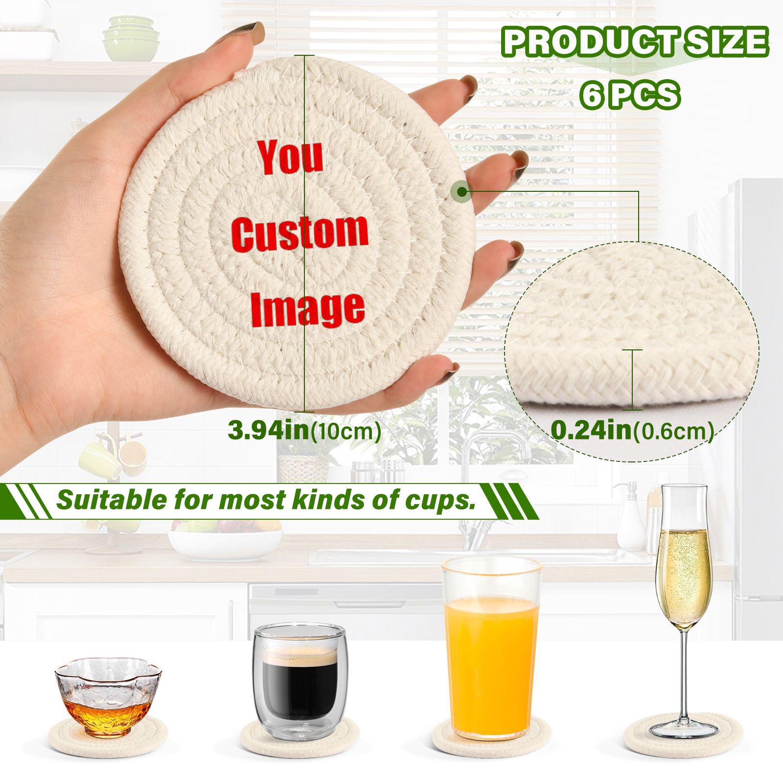 6Pcs Cup Coasters for Drinks A - đánh giá và giá Coffee Tea Images