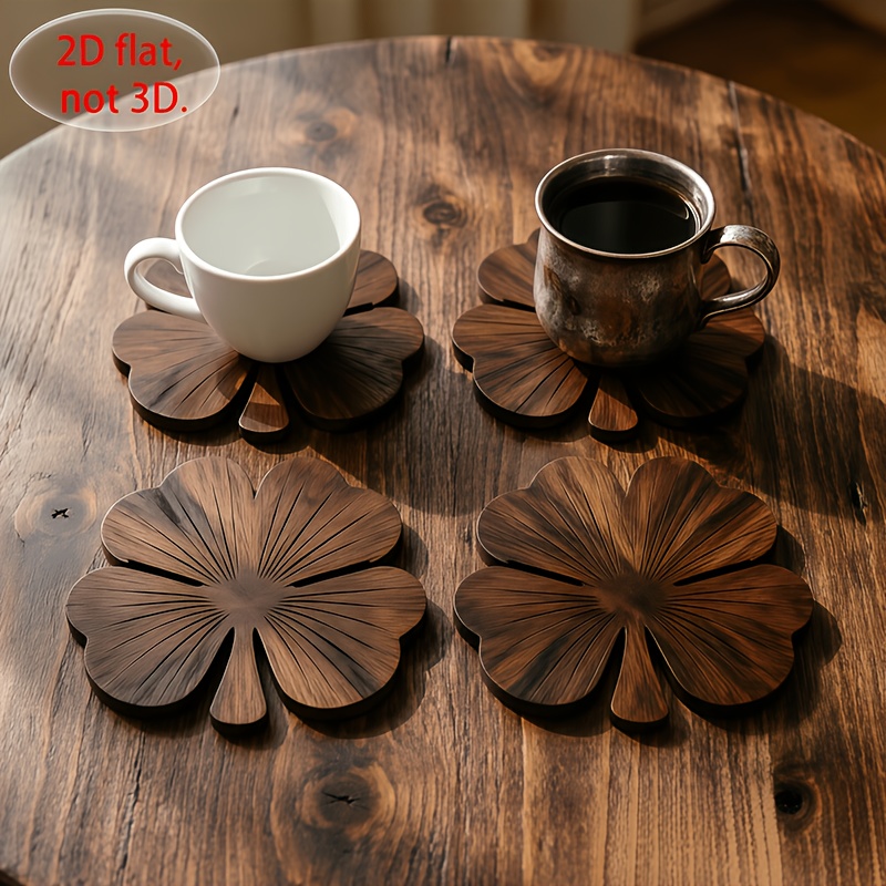 4Pcs 2D Flat Clover Wooden Coa - đánh giá và giá Coffee Tea And Sugar Set