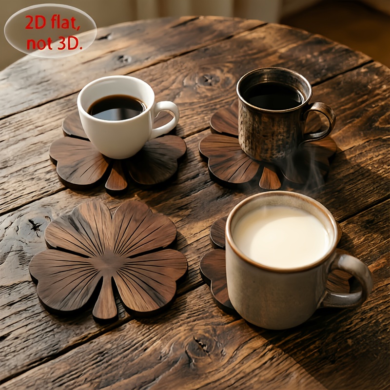 4Pcs 2D Flat Clover Wooden Coa - đánh giá và giá Coffee Tea And Sugar Set
