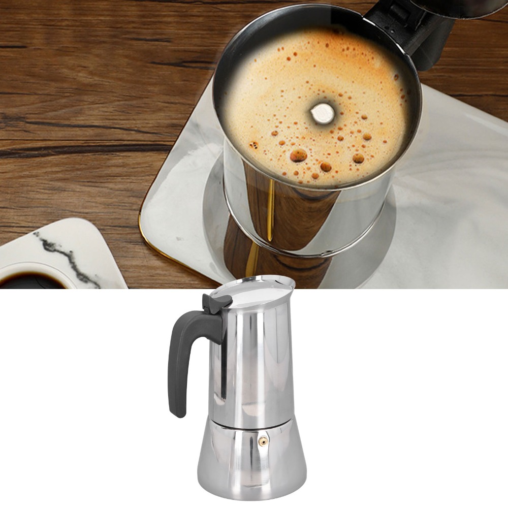 Stainless Steel Moka Pot Large - đánh giá và giá Moka Pot Stove