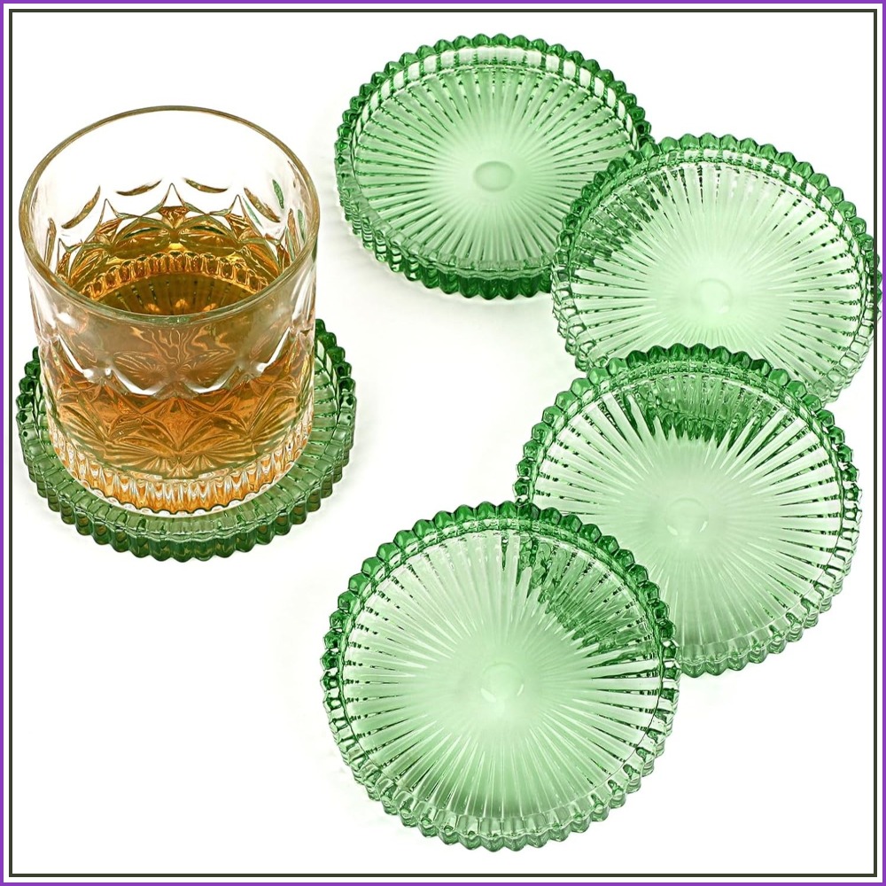 Modern Clear Glass Coaster Set - đánh giá và giá Coffee Tea Images