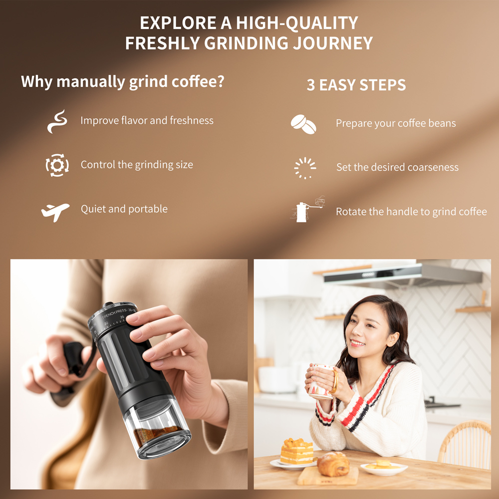 External Adjustable Conical Bu - đánh giá và giá Burr Hand Grinder